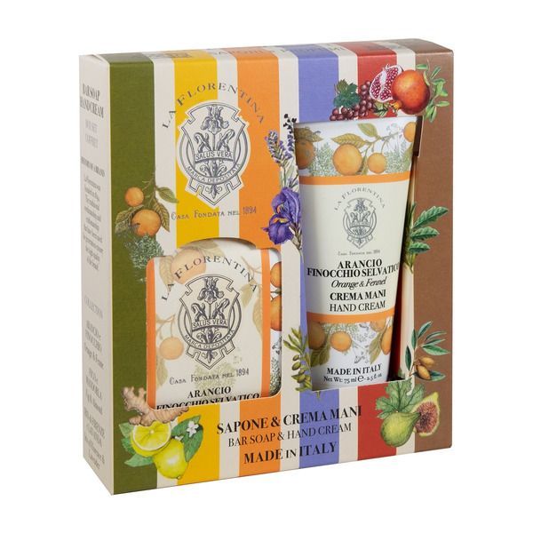 La Florentina Box Set Bar Soap & Hand Cream Orange & Wild Fennel Набор на основе масел ши и оливы с экстрактами Апельсина и Дикий Фенхеля Мыло натуральное 106 гр + Крем для рук увлажняющий 75мл