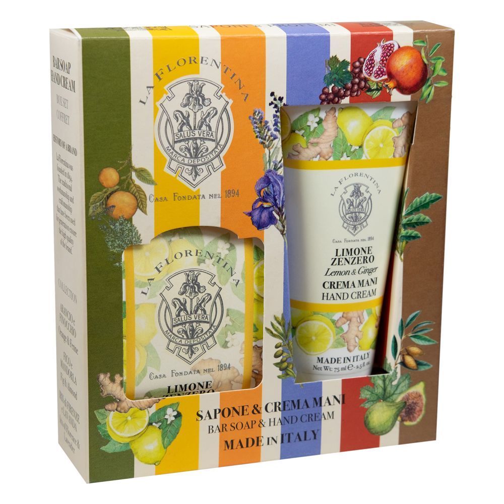 La Florentina Box Set Bar Soap & Hand Cream Lemon & Ginger Набор на основе масел ши и оливы с экстрактами Лимона и Имбиря Мыло натуральное 106 гр + Крем для рук увлажняющий 75 мл