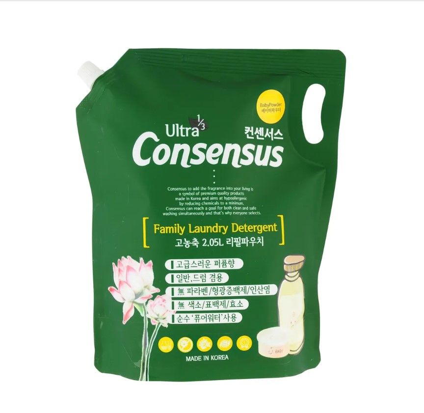 Consensus Liquid Laundry Detergent Суперконцентрированное жидкое средство для стирки аромат детской присыпки, мягкая уп., 2,05 л