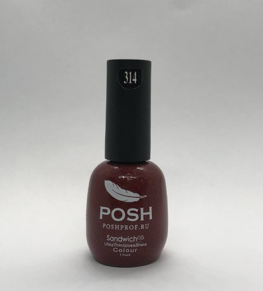 POSH Sandwich Gel Colour Гель-лак для ногтей UV/LED на 25 дней 15 мл Насыщенные частицы тон 314 Глубокий Алый