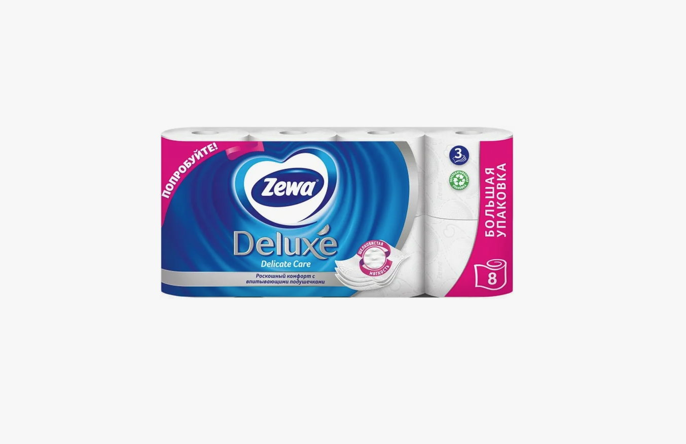 Zewa Deluxe Туалетная бумага трёхслойная Белая 8 рулонов