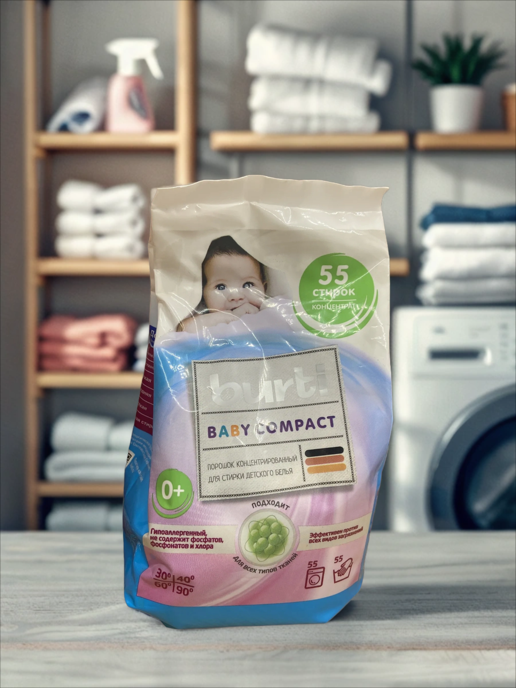 Burti Baby Compact Концентрированный стиральный порошок для Детского белья 1,1 кг на 55 стирок