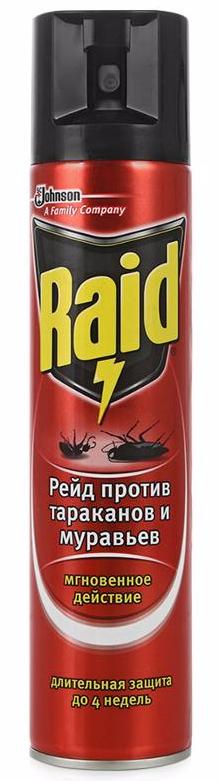 Raid Аэрозоль мгновенного действия от ползающих насекомых тараканов, муравьев, клопов и блох 300 мл