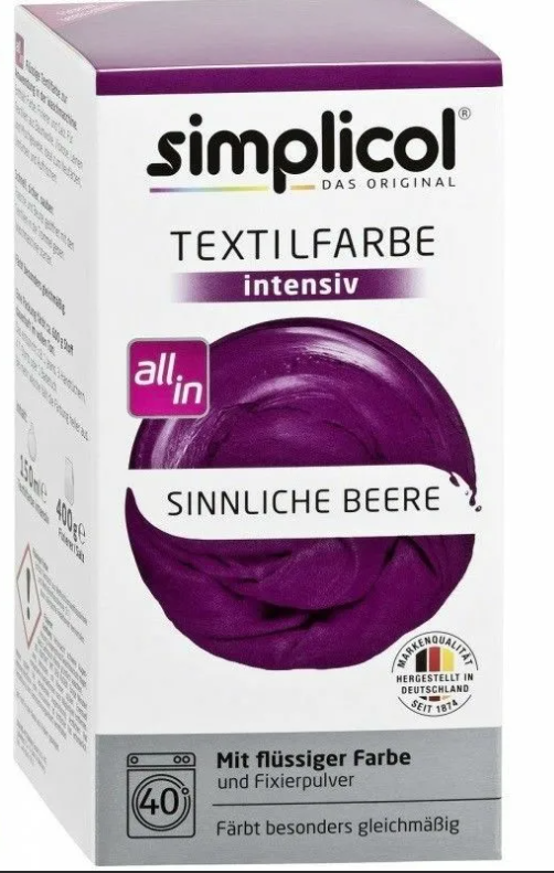 Simplicol Intensiv Краска текстильная для одежды и тканей Сиреневого цвета 150 мл + 400 гр