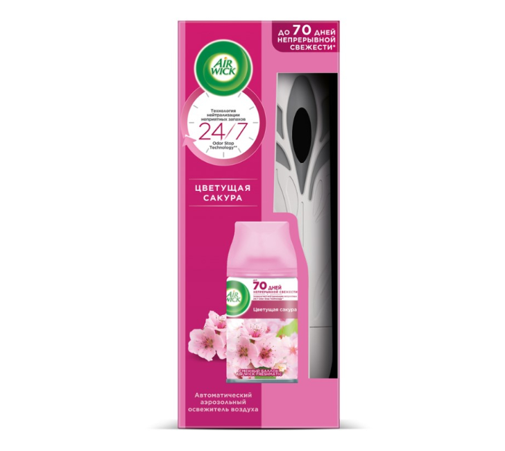 Air Wick Freshmatic Pure Автоматический аэрозольный освежитель воздуха сухого распыления Цветущая Сакура 250 мл