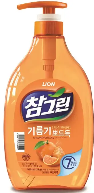 Lion Chamgreen Средство для мытья посуды, овощей и фруктов Мандарин 965 мл с помпой-дозатором