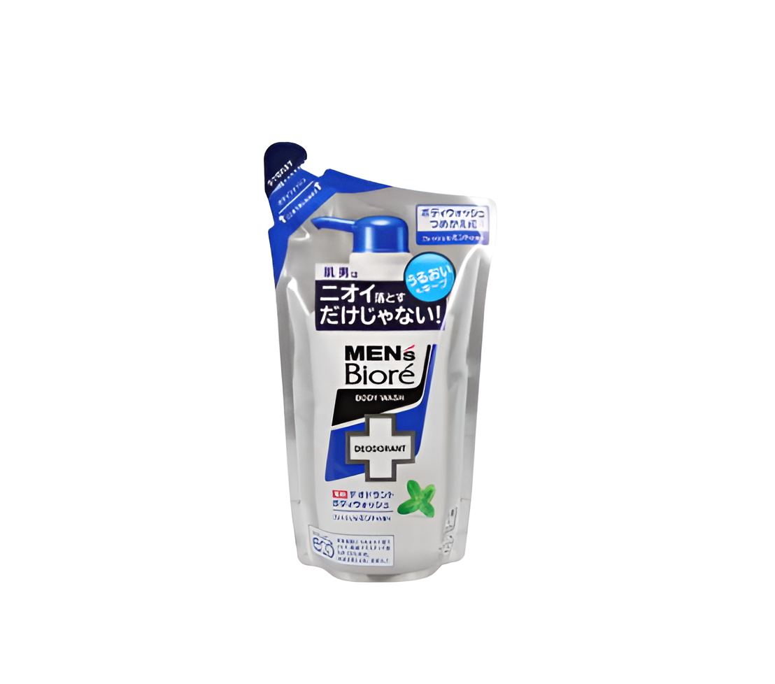 Kao Men's Biore Мыло для тела пенящееся мужское с противовоспалительным и дезодорирующим эффектом с ароматом мяты 380 мл запасной блок