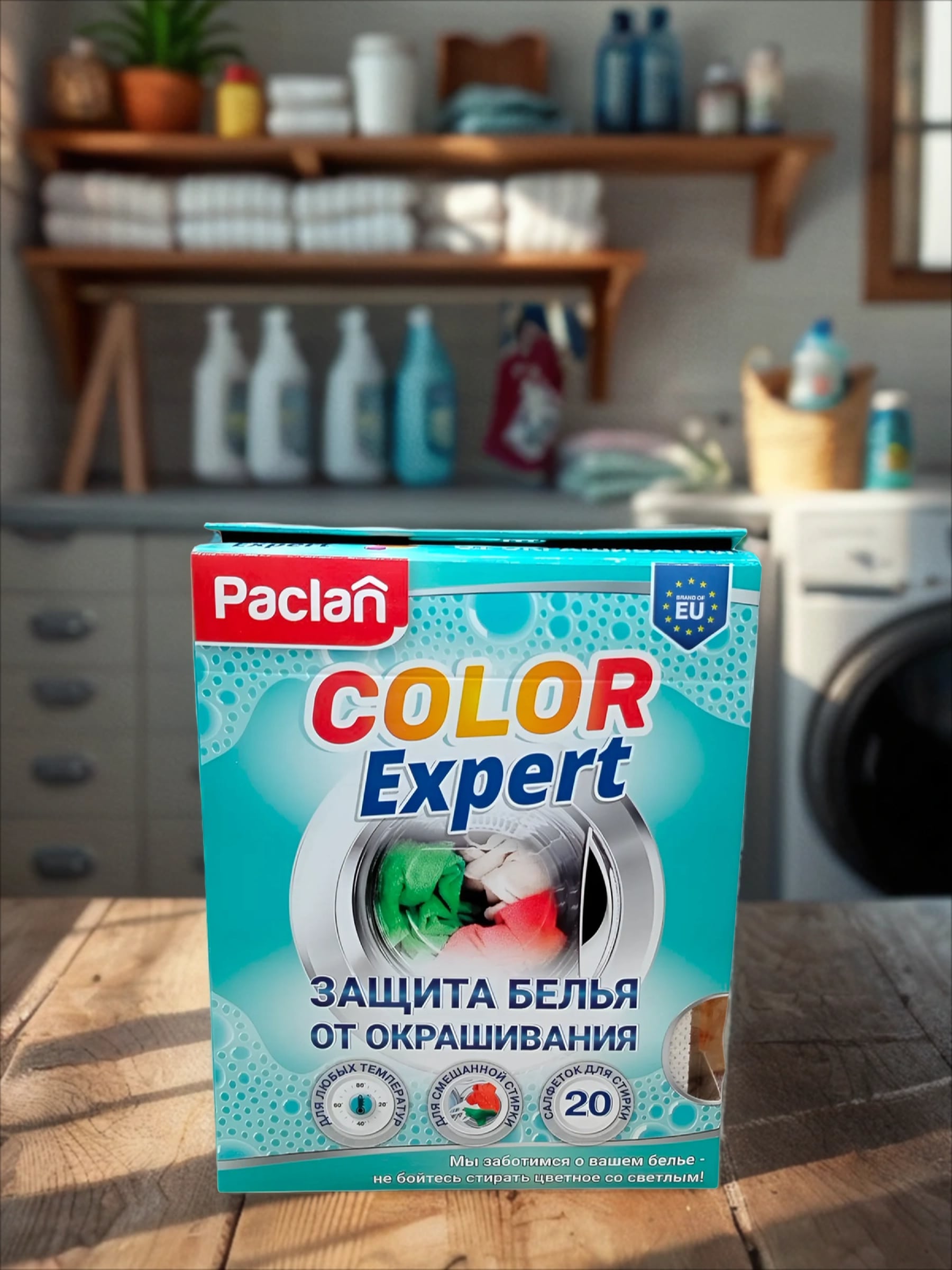 Paclan Color Expert Салфетки одноразовые для предотвращения окрашивания белья во время смешанной стирки 20 шт