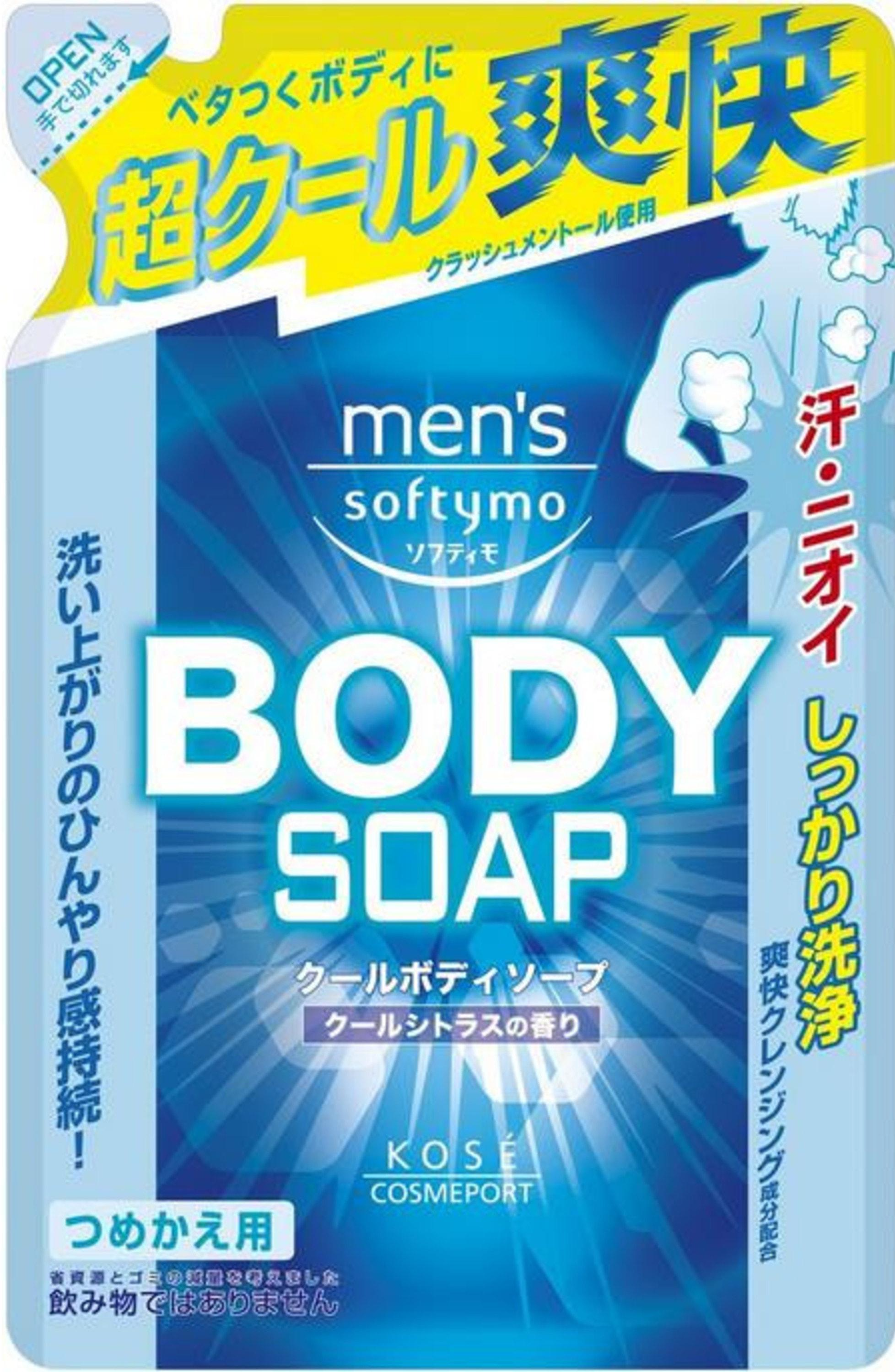 Kose Cosmeport Men's Softymo Мужской гель для душа с охлаждающим эффектом и цитрусовым ароматом 400 мл запасной блок