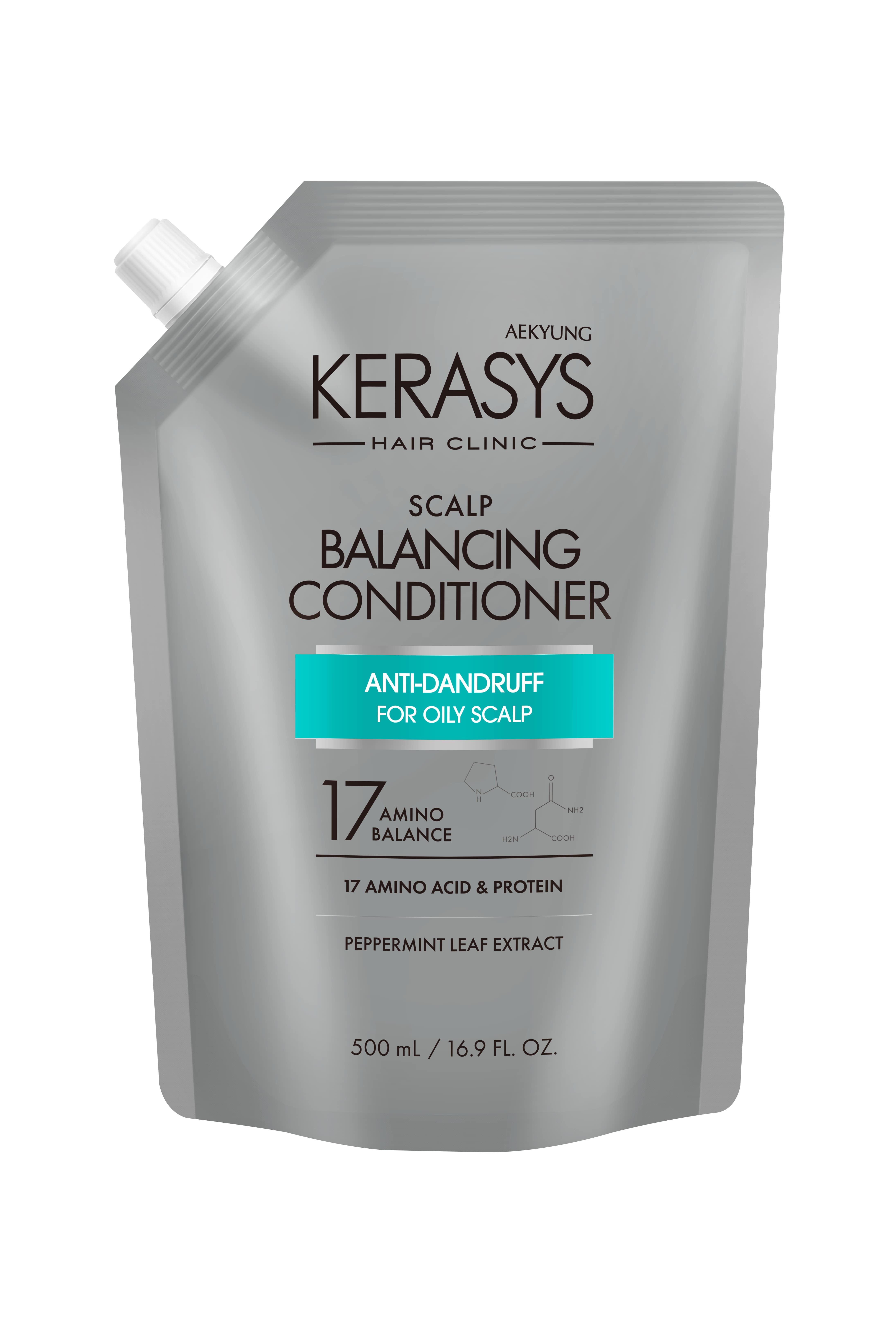 Aekyung Kerasys Hair Clinic Scalp Balancing Кондиционер для волос уход за жирной кожи головы 500 мл запасной блок