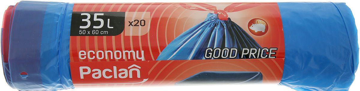 Paclan Мешки для мусора Economy с тесьмой 50*60 см 35л 20 шт