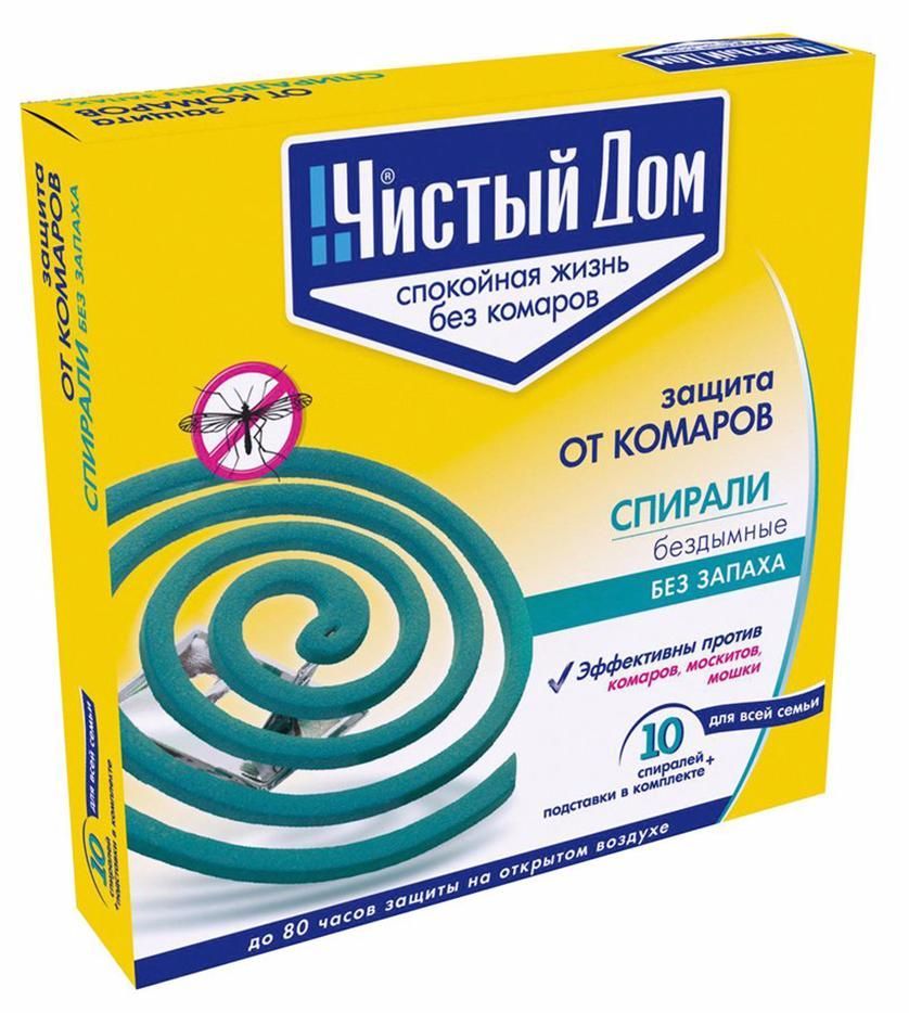 Чистый дом Спирали от комаров 10 шт
