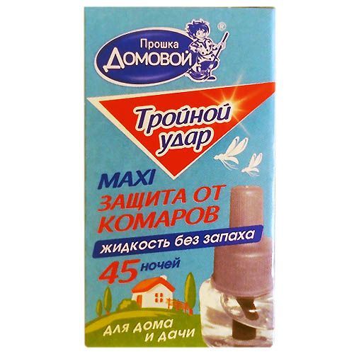 Домовой Тройной удар MAXI Жидкость от комаров без запаха 45 ночей