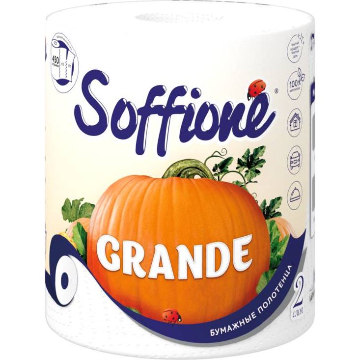 Soffione Grande Полотеца бумажные отрывные 2-ух слойные 450 листов 22*11 см в рулоне