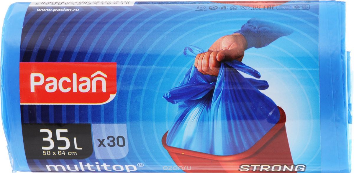 Paclan Мешки для мусора Multitop 50*64 см 35 л 30 шт