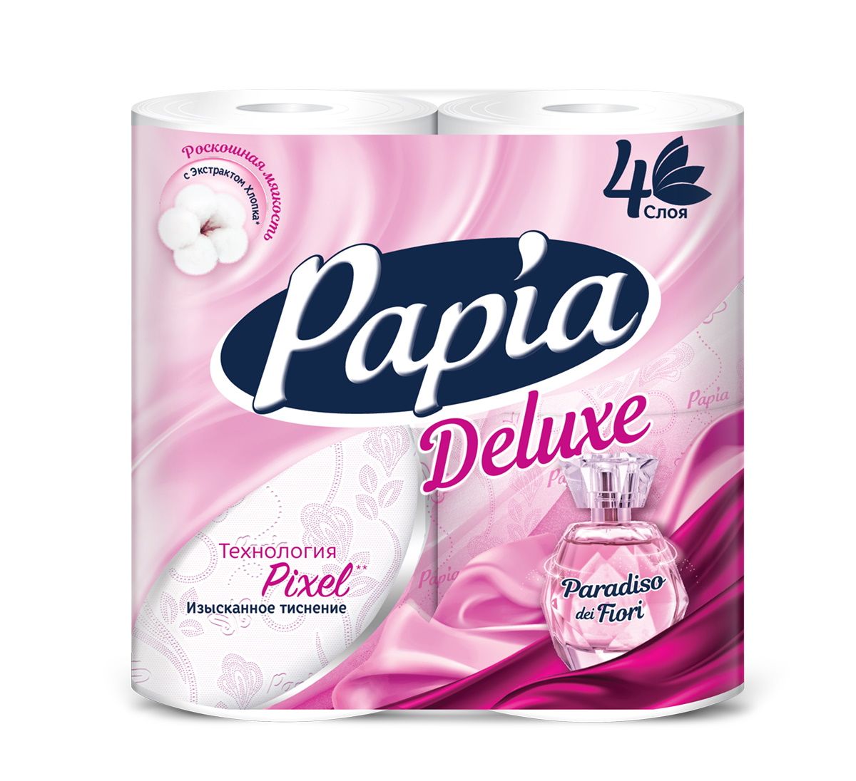Papia Delux Paradiso Dei Fiori Туалетная бумага четырёхслойная 4 рулона