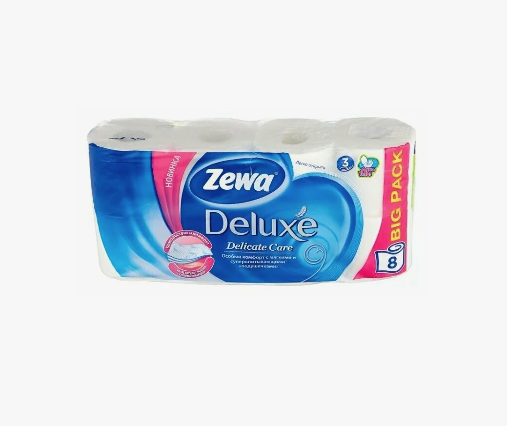 Zewa Deluxe Туалетная бумага трёхслойная Белая 8 рулонов
