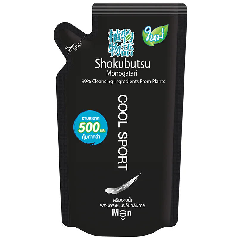 Lion Shokubutsu Cool Sport Крем-гель для душа освежающий 500 мл запасной блок