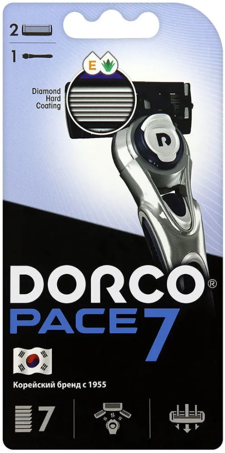 Dorco PACE 7 Мужской бритвенный станок с 7 лезвиями + 1 сменный картридж