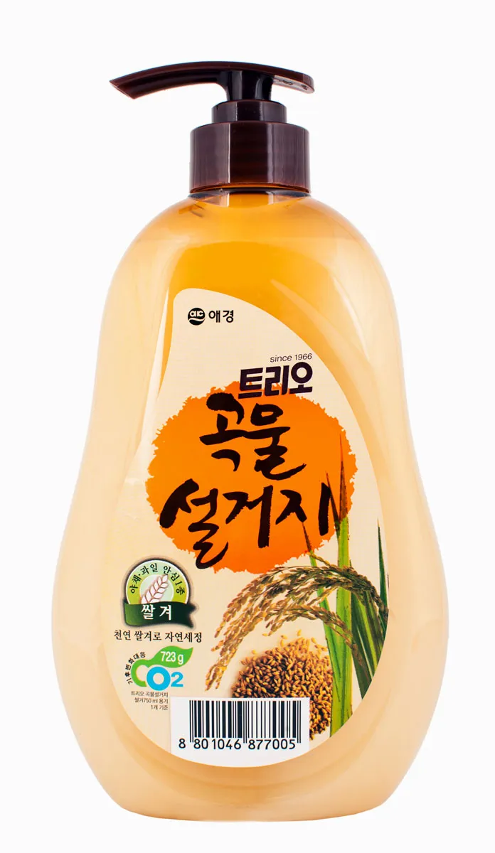 Aekyung Trio Rice Bran Средство для мытья посуды Рисовые отруби 750 мл с помпой-дозатором