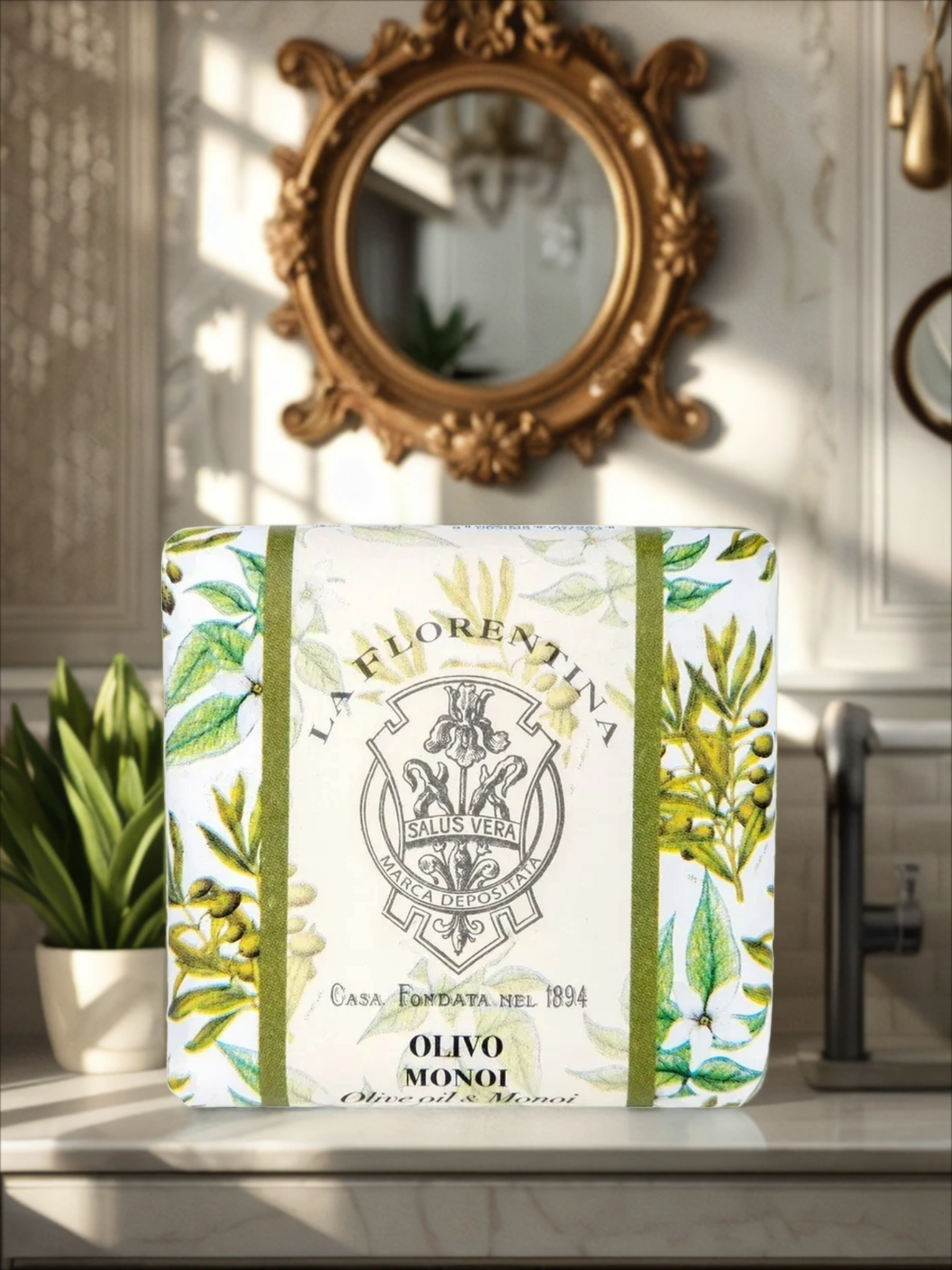 La Florentina Bar Soap Olive & Monoi Oil Мыло натуральное на основе масел ши и оливы с экстрактами Масел Оливы и Монои 106 гр