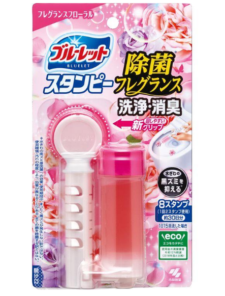Kobayashi Bluelet Stampy Floral Дезодорирующий очиститель для унитазов с дозатором в форме цветка с ароматом Роз 28 гр
