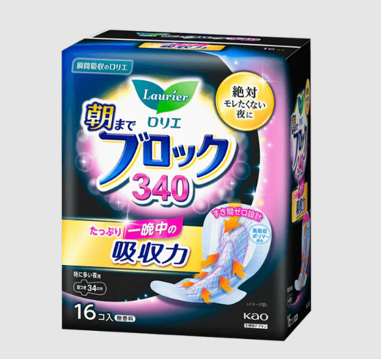 Kao Super Absorbent Ночные гигиенические прокладки с крылышками 34 см 16 шт