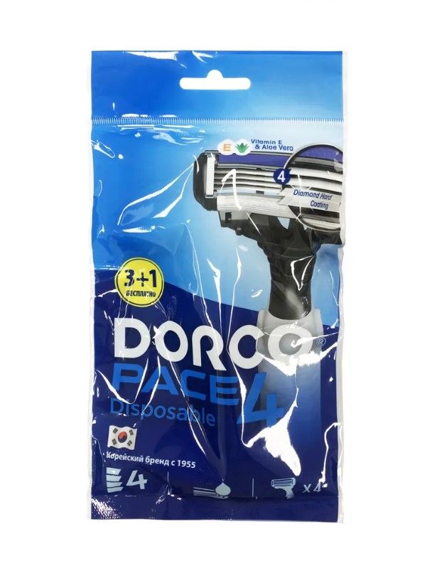 Dorco PACE 4 Одноразовый бритвенный станок мужской 4-ех лезвийный с плавающей головкой