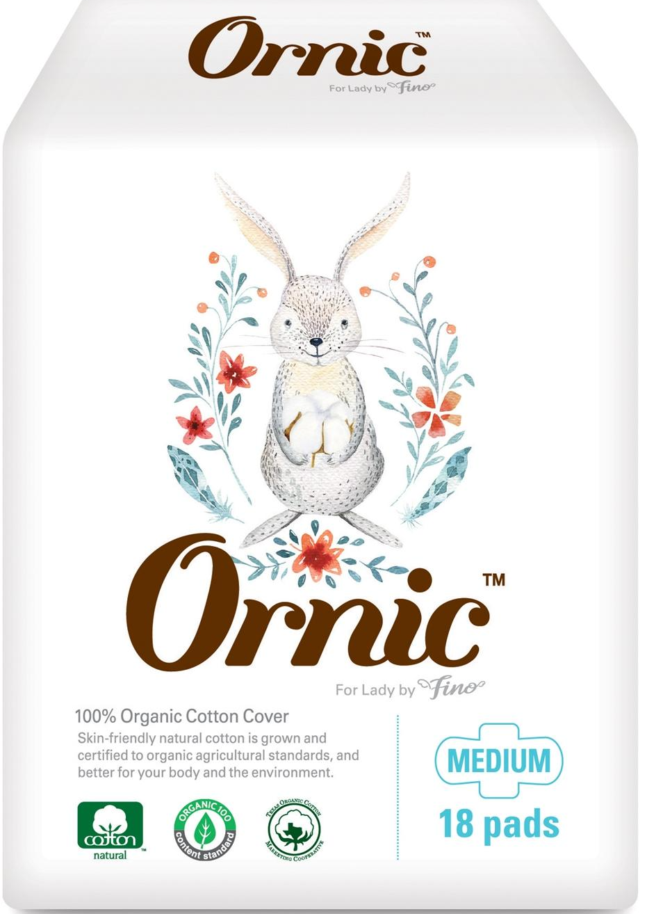 SsangYoung Ornic Fino Medium Классические тонкие гигиенические прокладки с крылышками Стандарт 25 см 18 шт