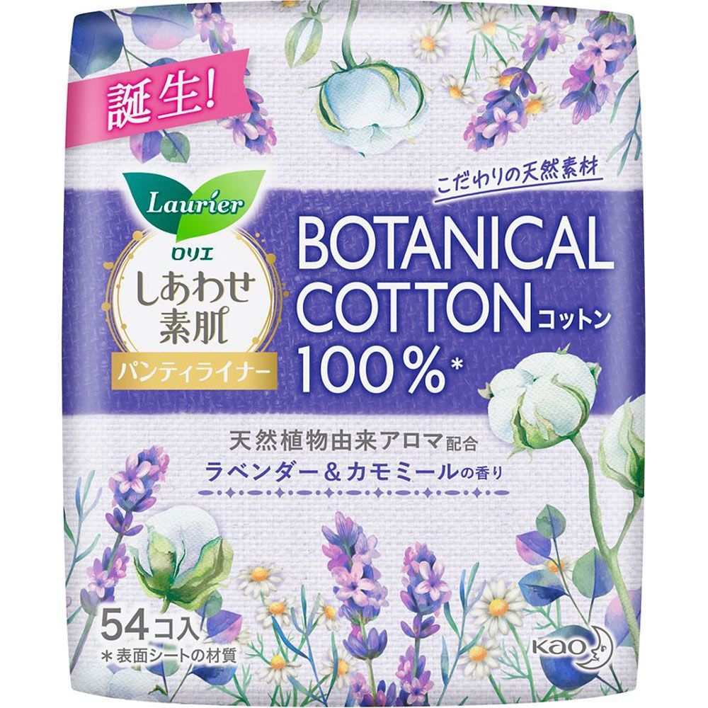 Kao Laurier Botanical Cotton Ежедневные гигиенические прокладки c ароматом Лаванды и Ромашки 54 шт