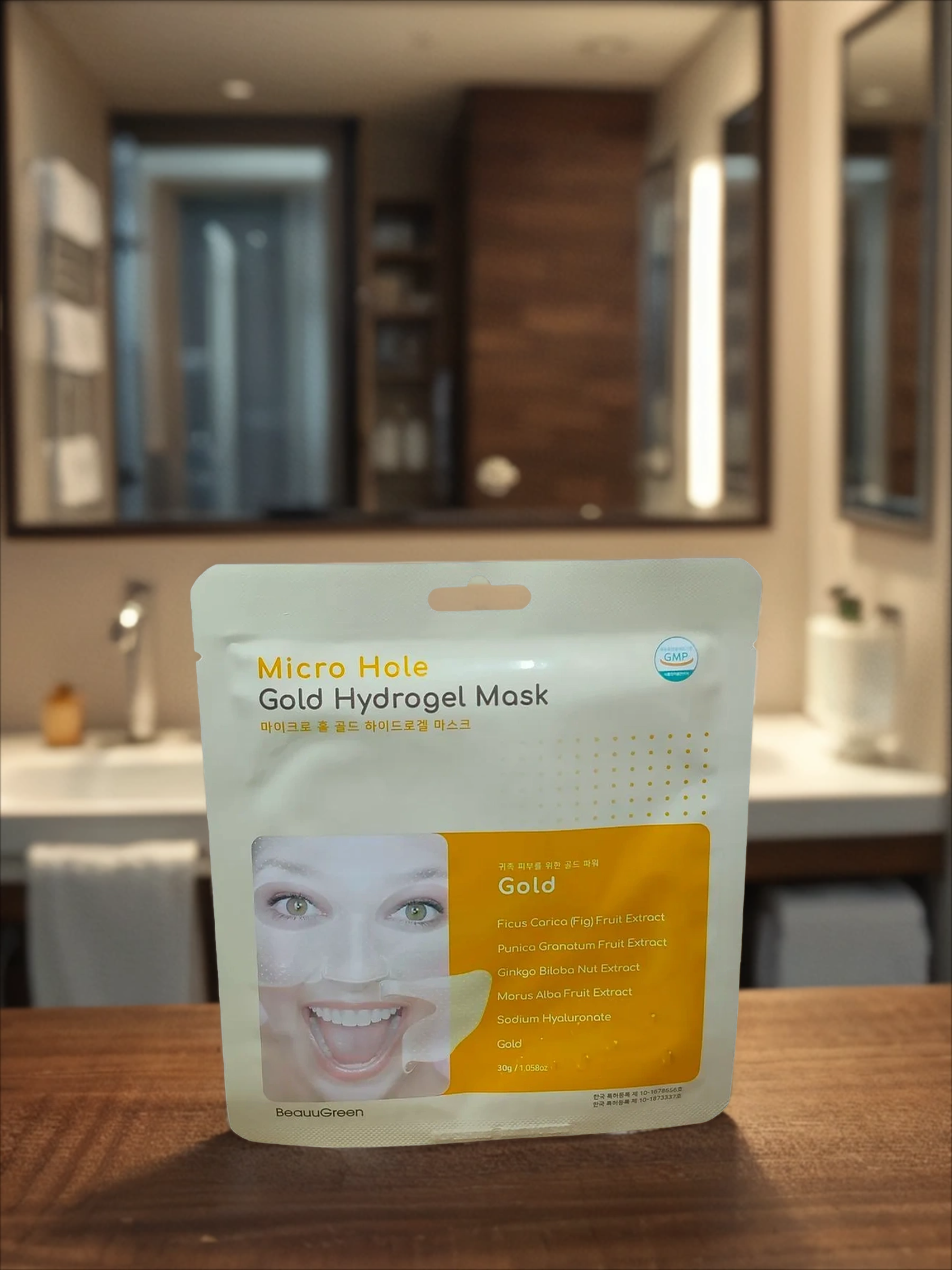 BeauuGreen Micro Hole Gold Гидрогелевая маска омолаживающая с коллоидным золотом 28 гр
