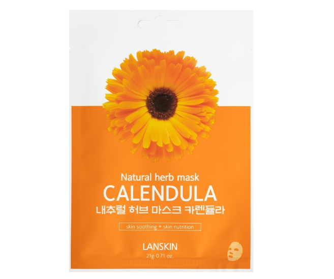 LanSkin Mask Natural Herb Calendula Маски тканевые для лица увлажняющие и питающие с календулой 21 гр 10 шт