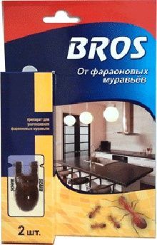BROS Приманка для уничтожения фараоновых (рыжих) муравьёв 2 шт по 1,25 гр