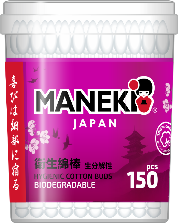 Maneki Sakura Ватные палочки  косметические белые 150 шт в пластиковом стакане