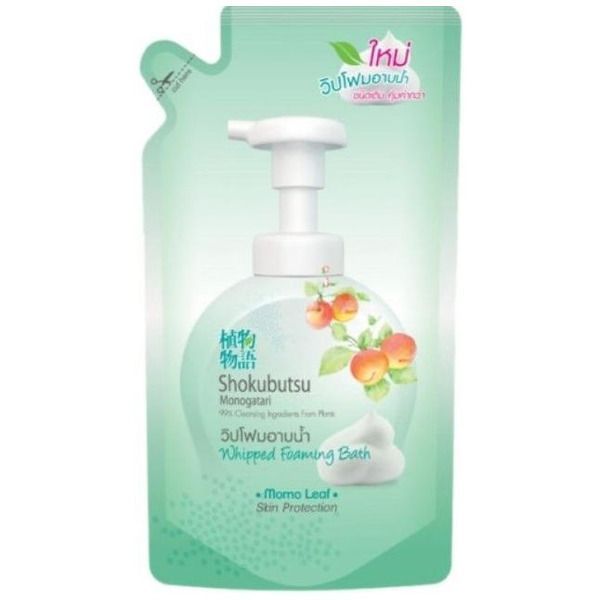 Lion Thai Shokubutsu Monogatari Momo Leaf Гель-пена для душа густая с экстрактом Листьев момо 450 мл запасной блок