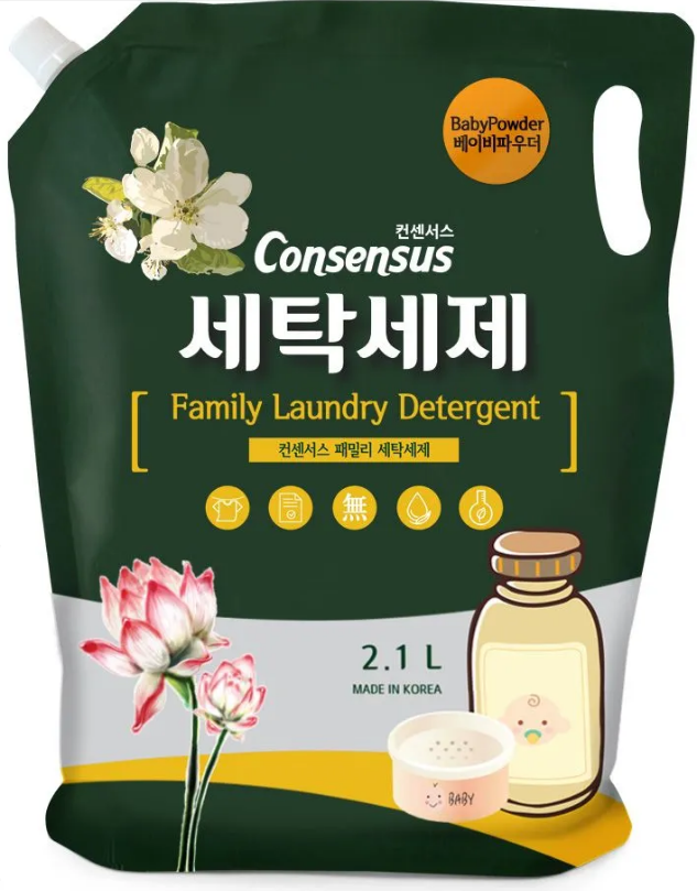 Consensus Liquid Laundry Detergent Жидкое средство для стирки аромат детской присыпки, мягкая уп., 2,1 л