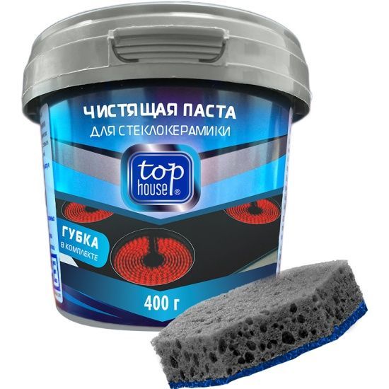 Top House Паста чистящая для стеклокерамики с губкой 400 гр