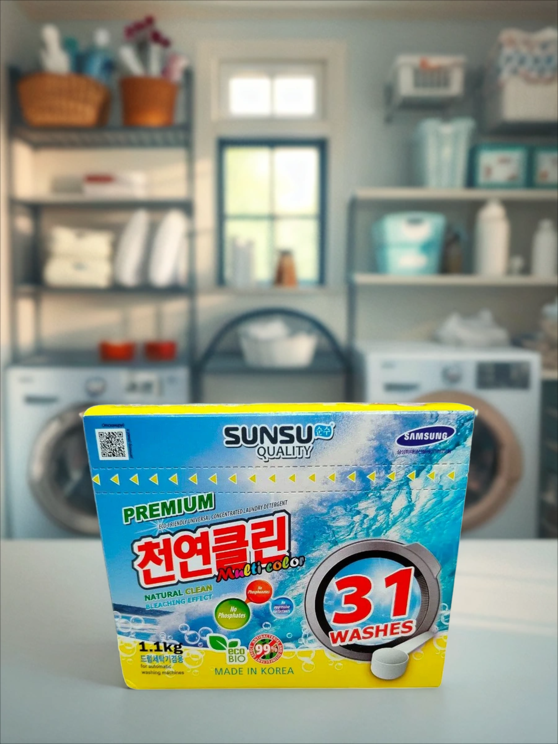 Sunsu Quality Multi Color Стиральный порошок универсальный концентрированный бесфосфатный для цветных вещей 1,1 кг на 31 стирку