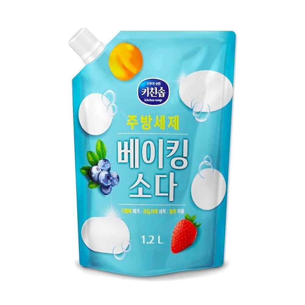 Mukunghwa Kitchen Soap Baking Soda Средство для мытья посуды, овощей, фруктов и кухонной утвари с пищевой содой 1,2 л в мягкой упаковке
