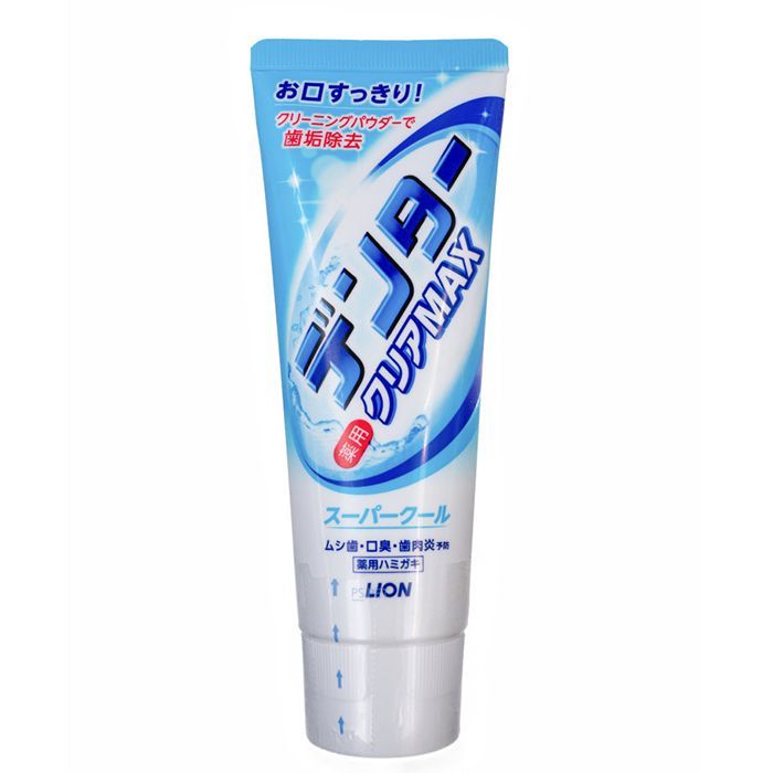 Lion Dentor Clear Max Super Cool Зубная паста с чистящим порошком для защиты от кариеса со вкусом суперохлаждающей мяты 140 гр