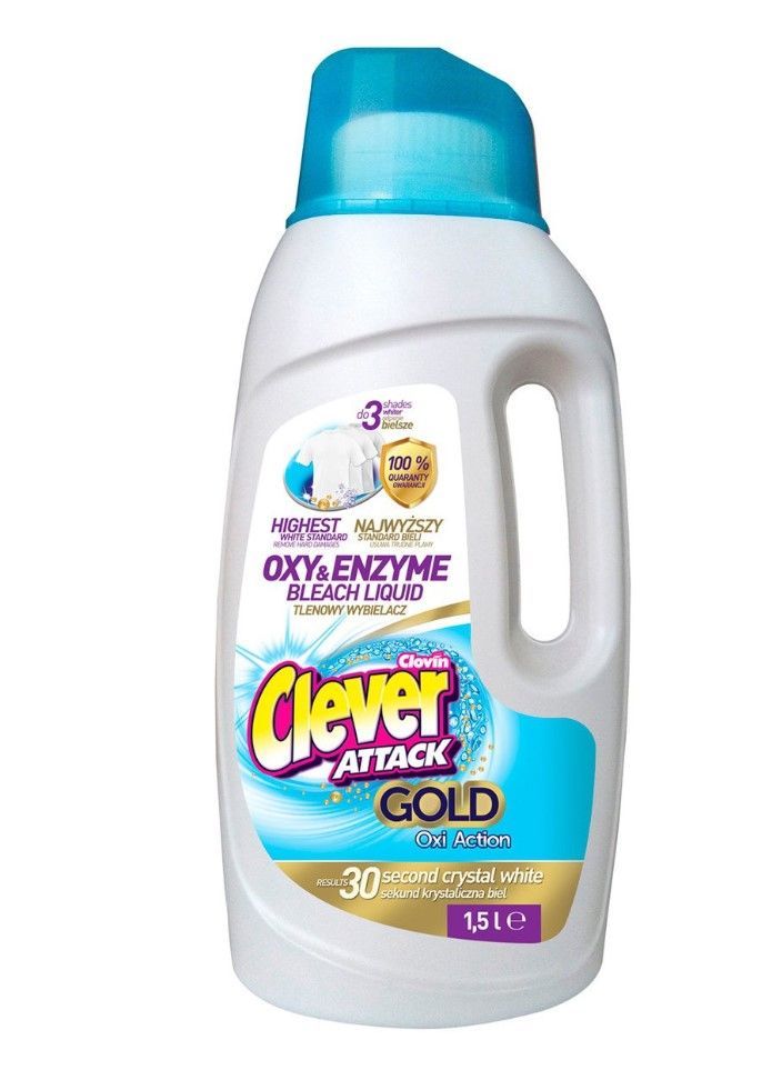 Clovin Clever Attak Oxi Action Gold White Отбеливатель кислородный универсальный 1,5 л
