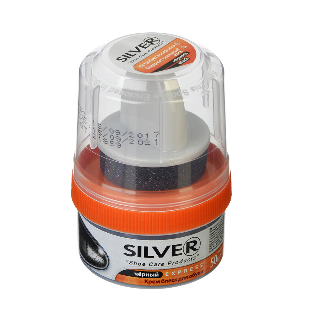 Silver Express Крем-блеск в банке с губкой 50 мл Черный