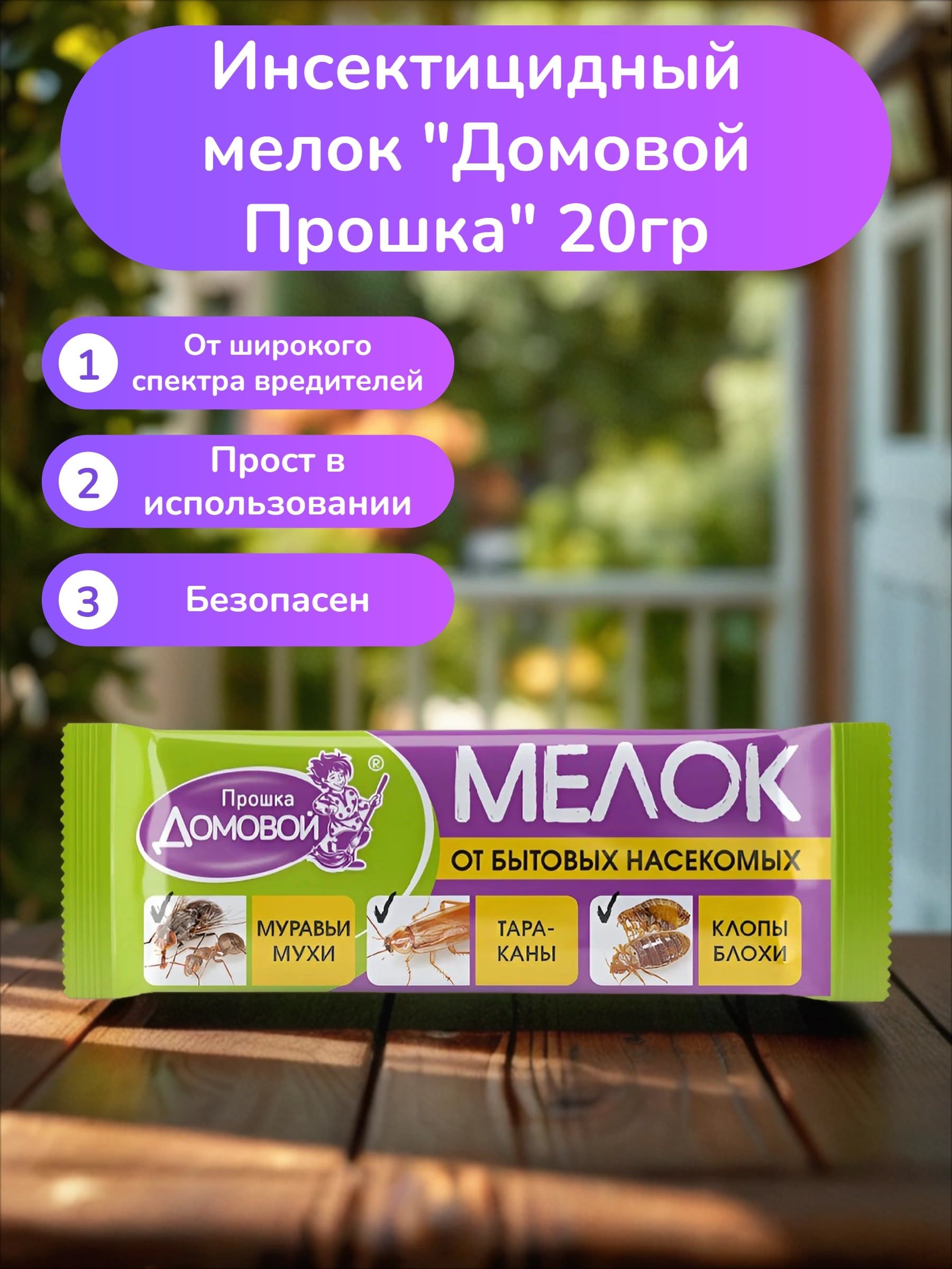 Домовой Прошка мелок от бытовых насекомых 20 гр