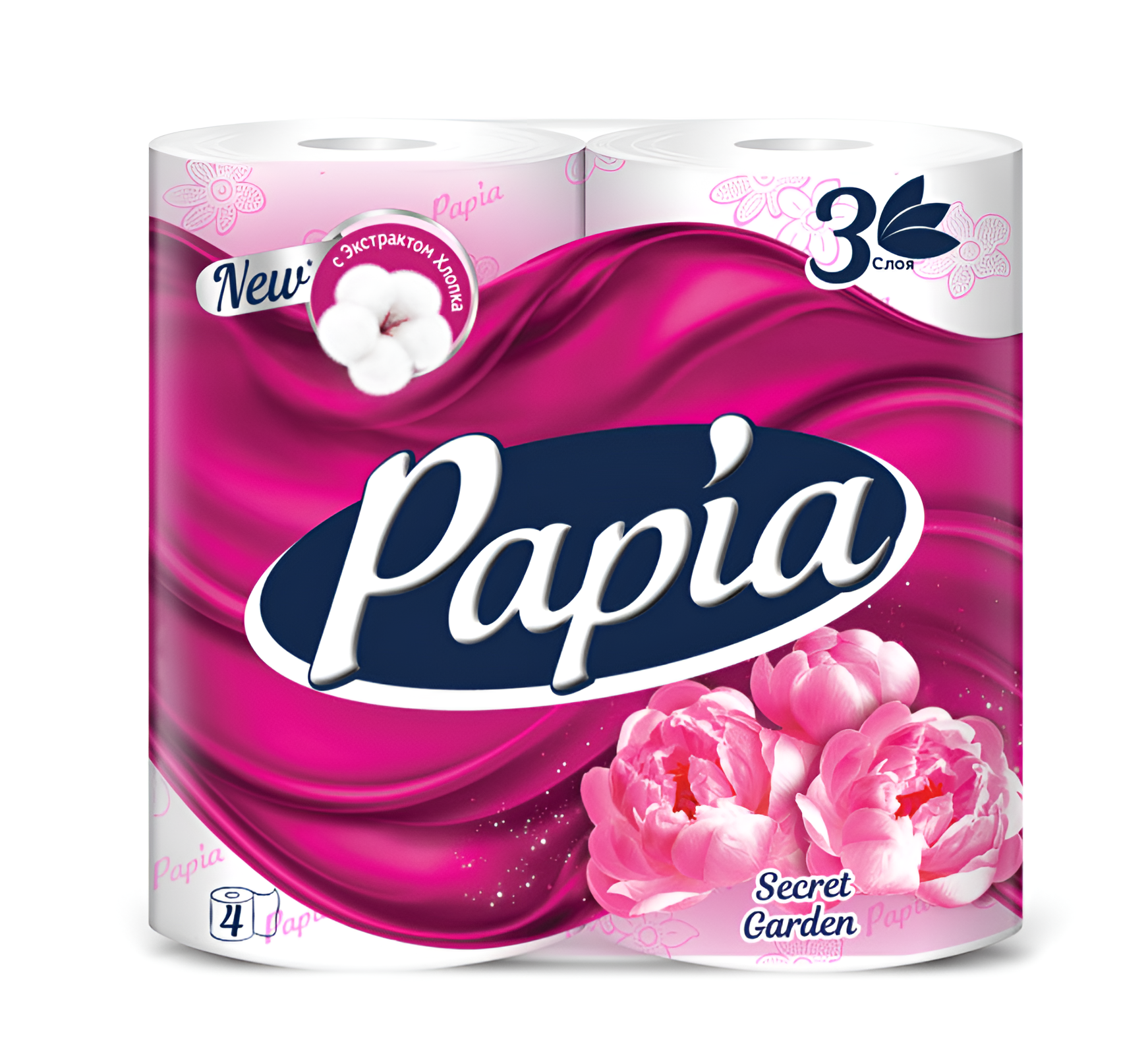 Papia Туалетная бумага трёхслойная Secret Garden 4 рулона