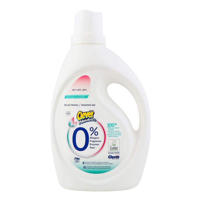 Clovin Clever Neutro+ Color Экологичный гипоаллергенный гель стирки цветных тканей 1,56 л на 26 стирок
