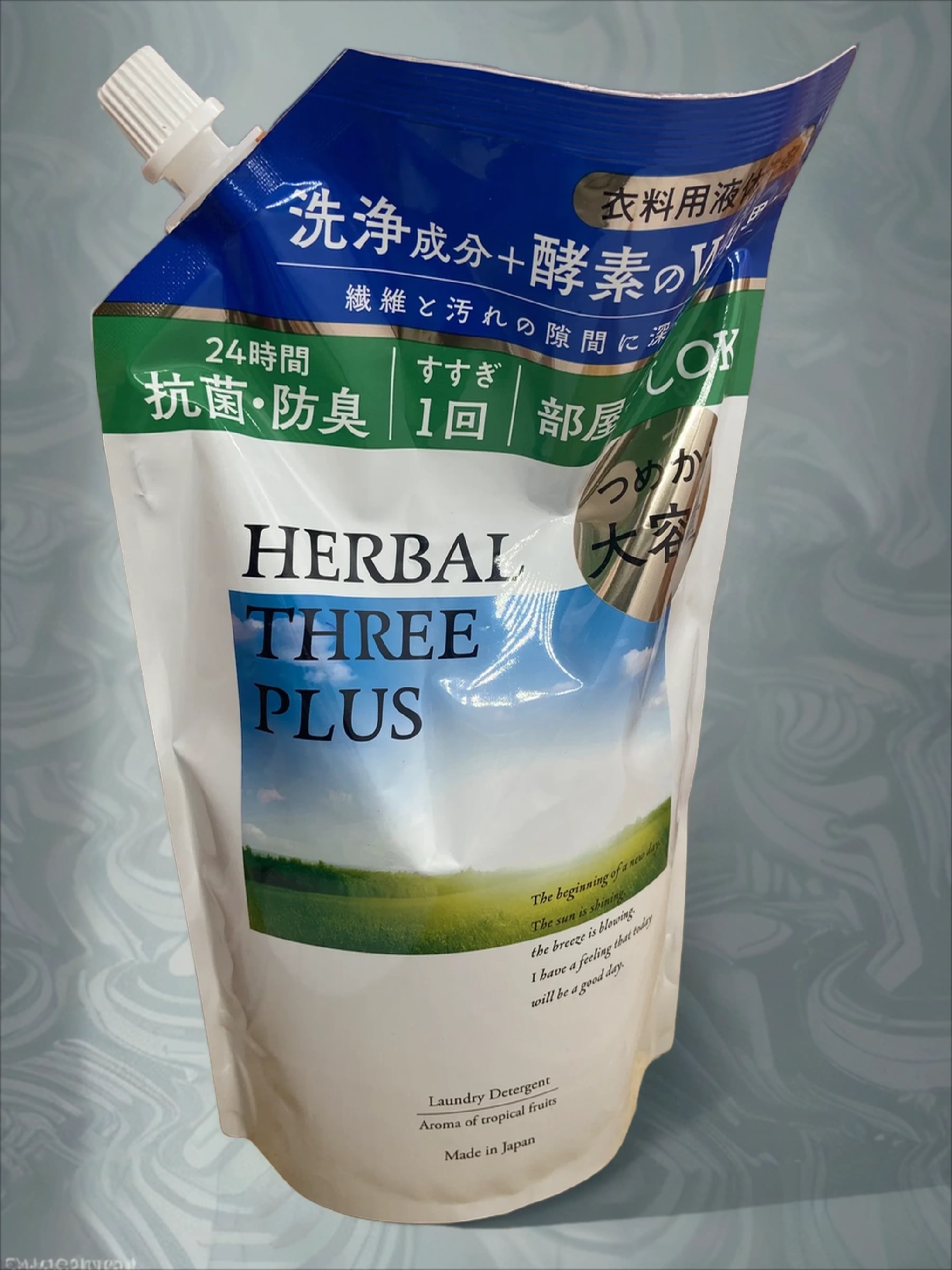 Mitsuei Herbal Three Plus Гель для стирки белья с ароматом тропических фркутов 1000 гр в мягкой упаковке
