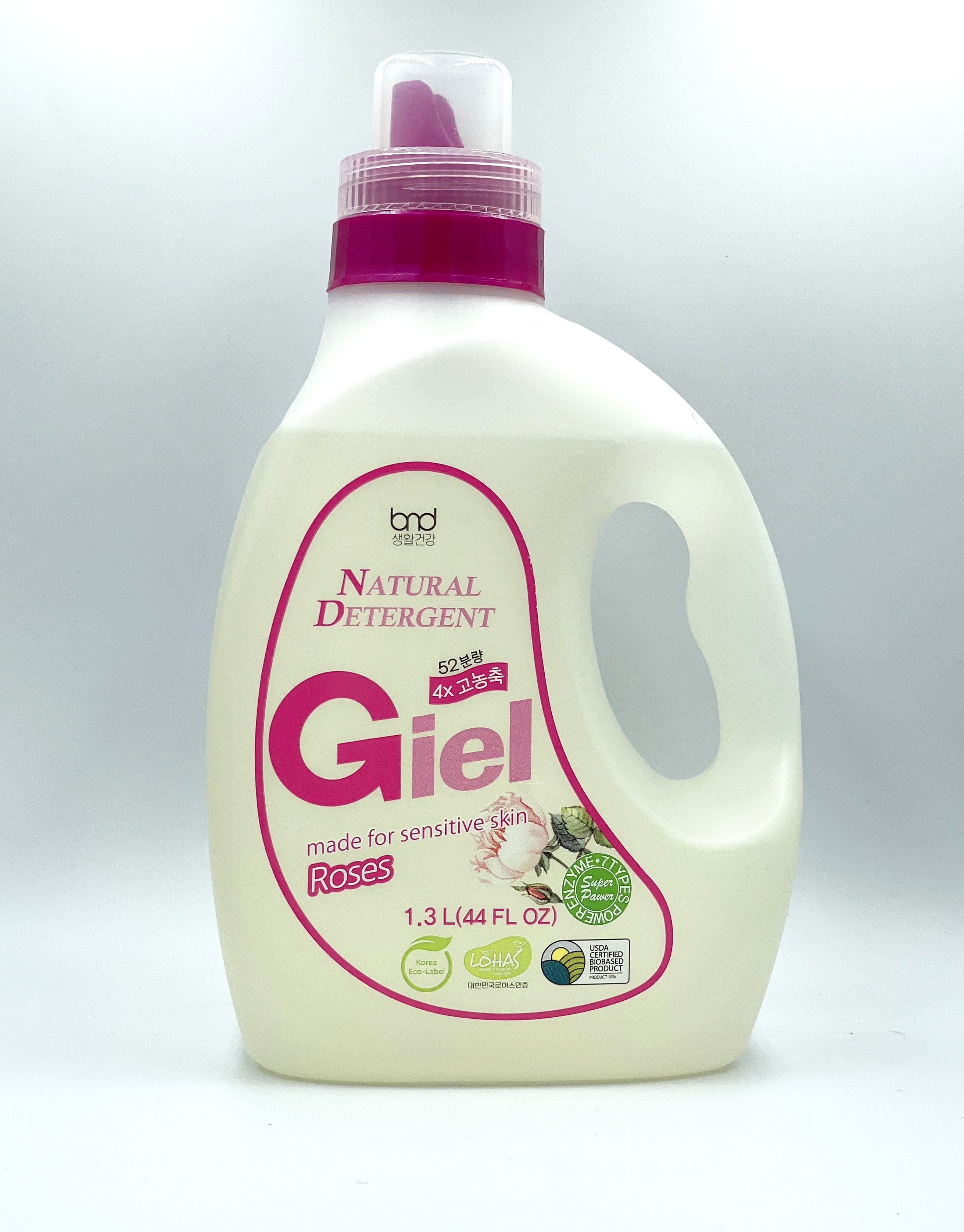 B&D GIEL Super Power Natural Detergent Roses Эко гель для стирки концентрированный для чувствительной кожи с ароматом розы 1,3 л на 52 стирки