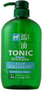 Kumano Cosmetics Horse Oil Tonic Шампунь-кондиционер увлажняющий с лошадиным маслом и бодрящим эффектом ментола 600 мл