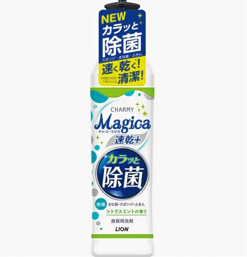Lion Charmy Magica+ Средство для мытья посуды с ароматом цитруса и мяты 220 мл с дозатором