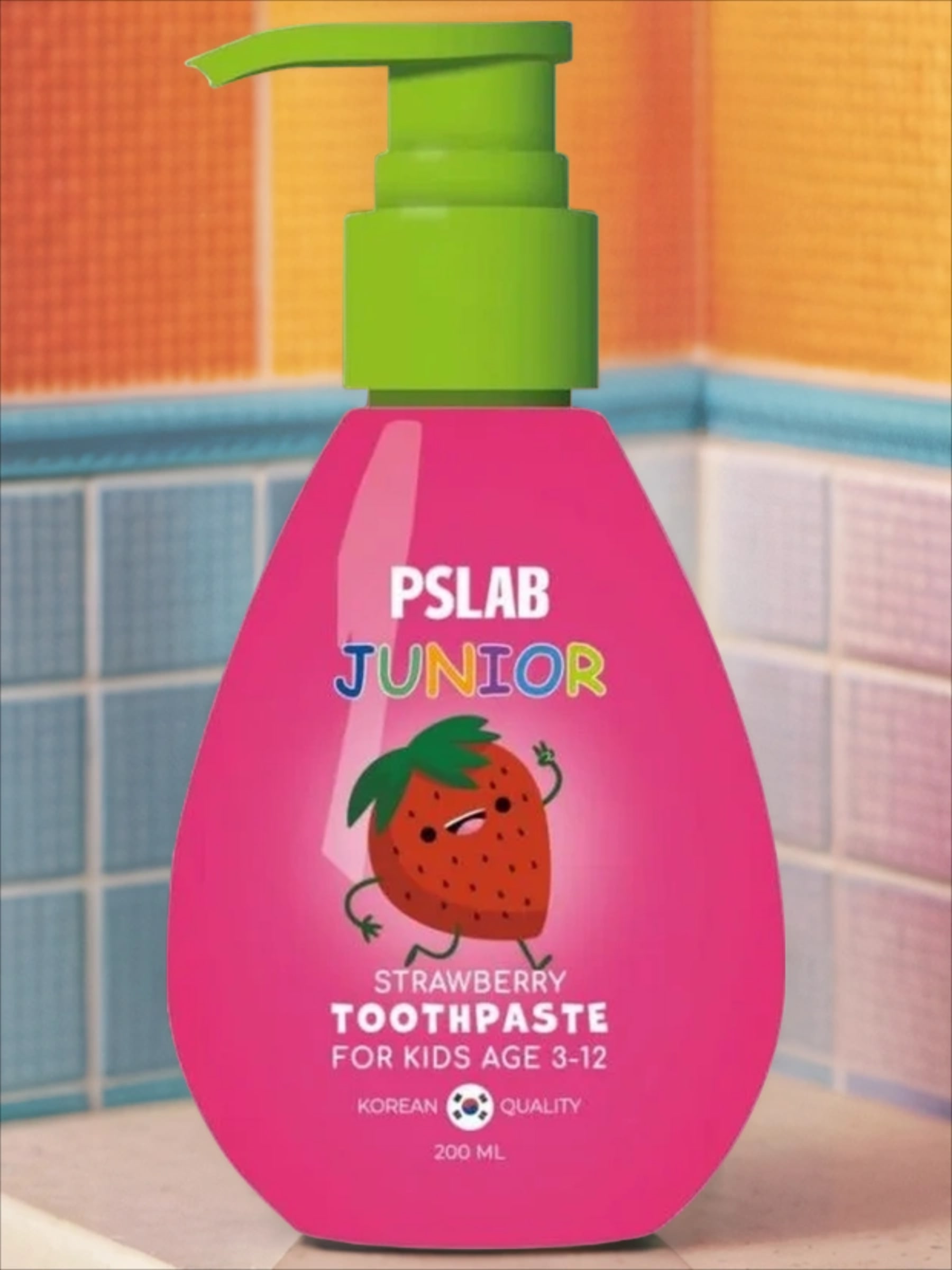 PSLAB Junior Toothpaste Strawberry Зубная паста для детей от 3 до 12 лет со вкусом клубники 200 мл